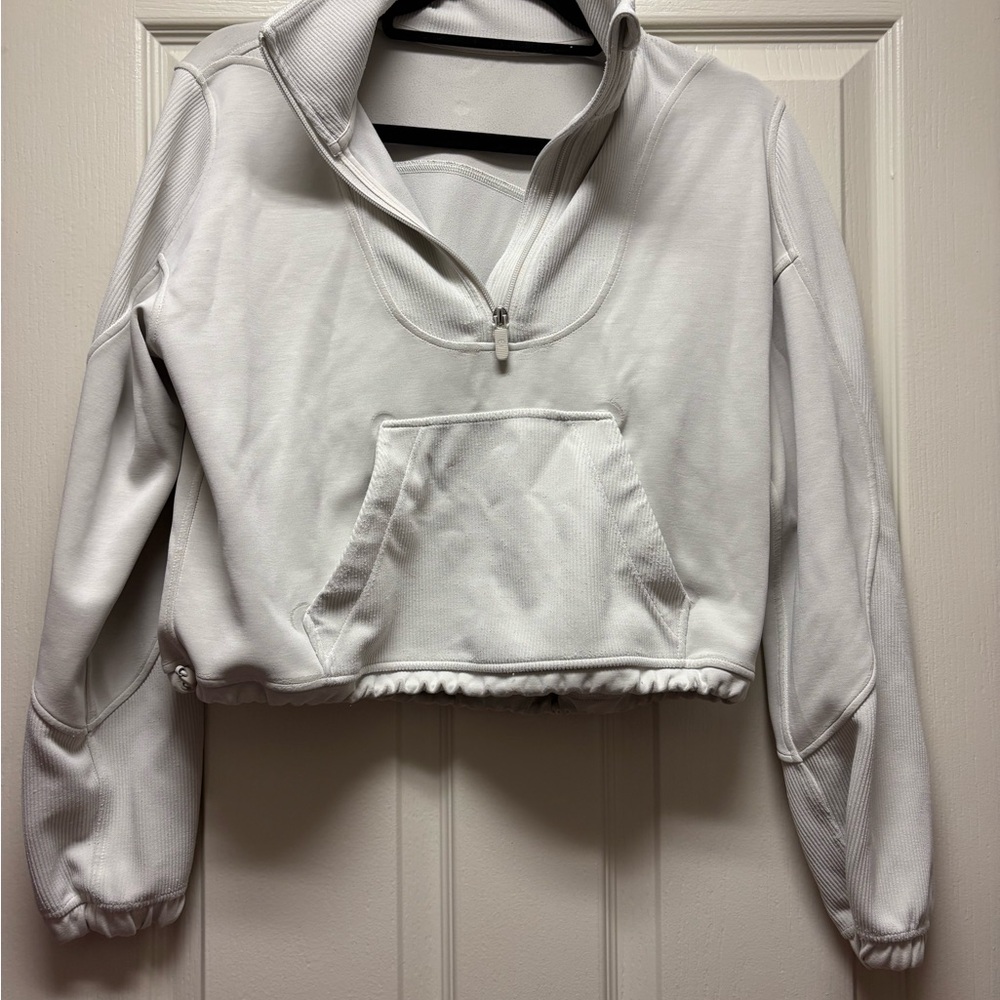 Women's White Half-Zip Pullover Top